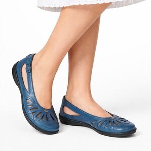 JBU Jambu Juniper Teal Blue Vegan Leather Floral Cutout Flats Shoes Mens 8.5M